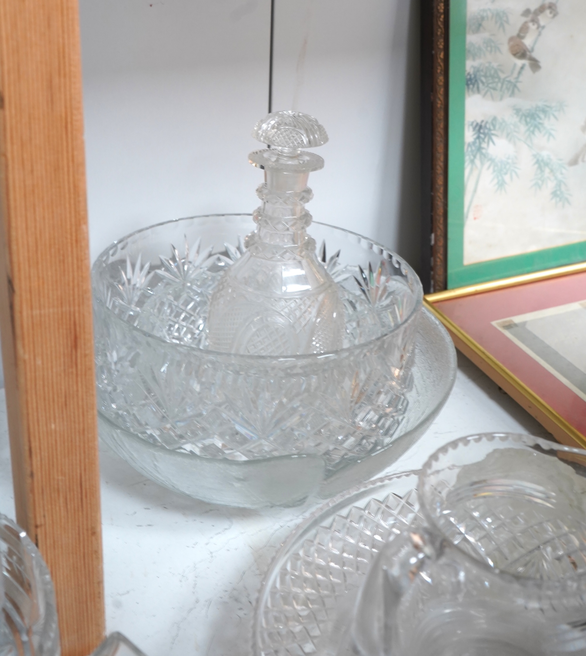 A collection of various cut glass